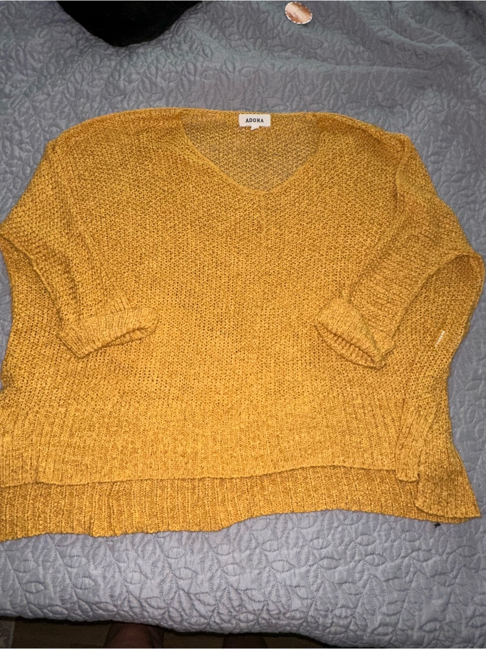 ADORA Mustard Yellow V-Neck Knit Sweater